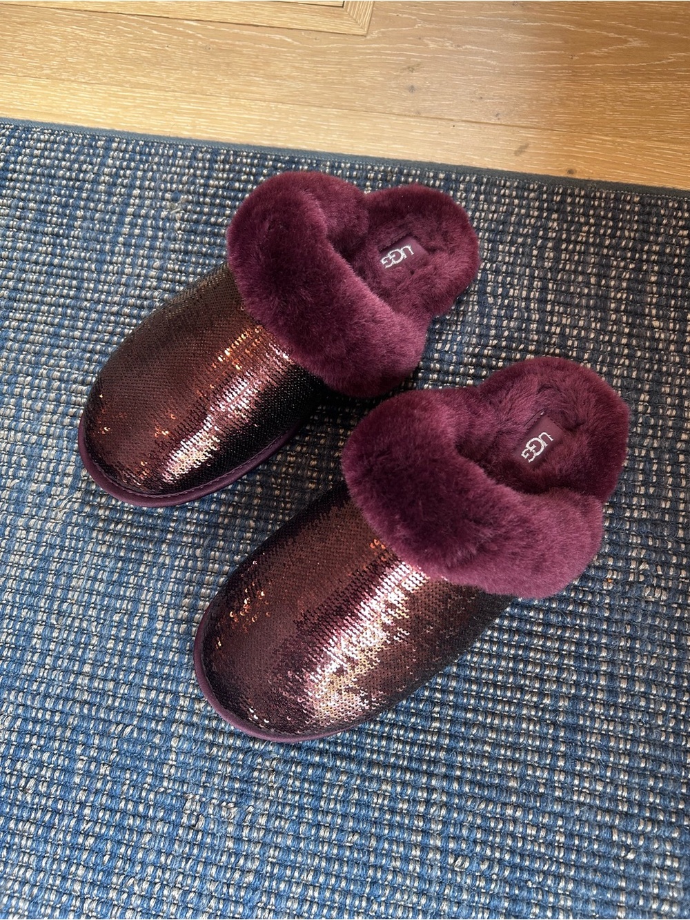 UGG Women's Sequin Slide Slipper in Burgundy